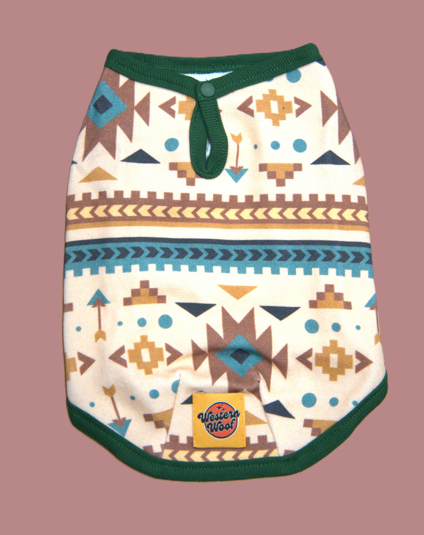 Dog sweater shirt with geometric southwestern pattern